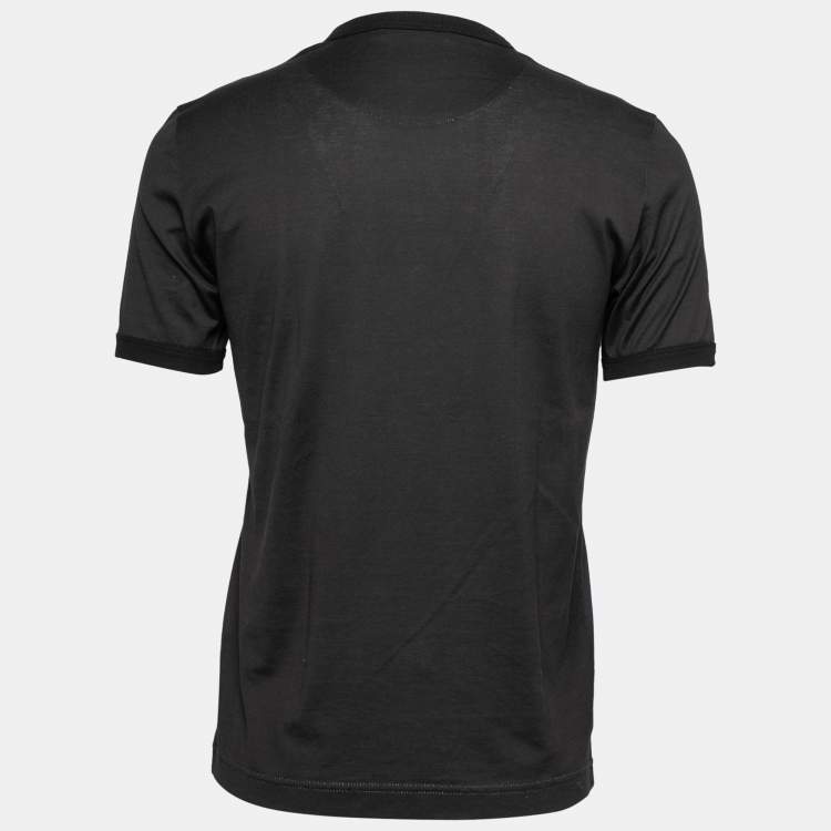 مملوكة مسبقًا Dolce & Gabbana Black Cotton 1 Printed Crew Neck Top L