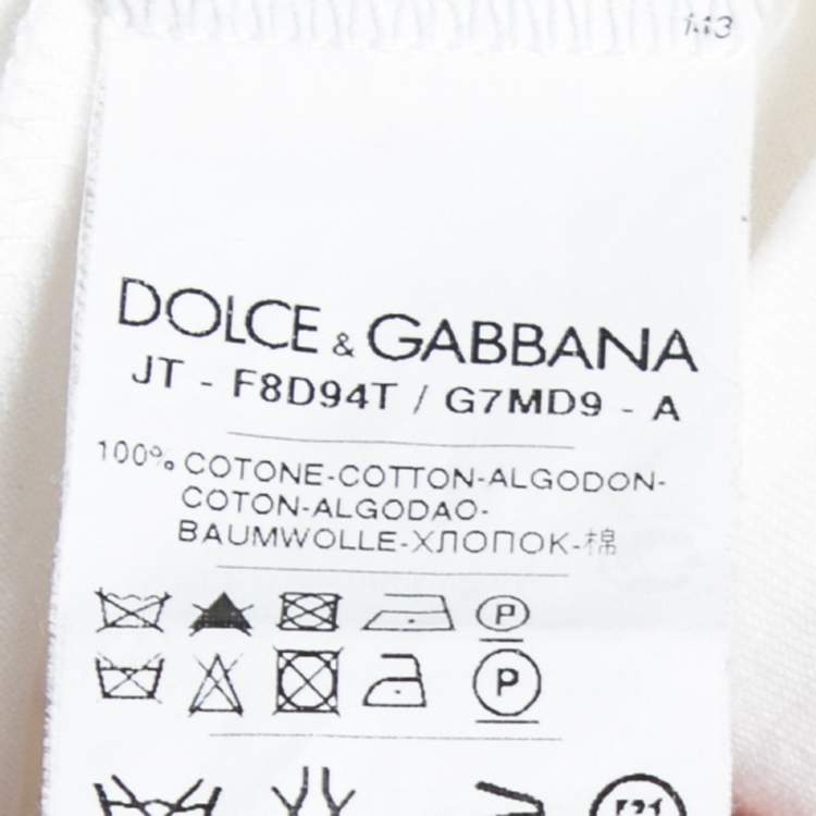 Pre Owned Dolce & Gabbana White Cotton Lace Trimmed Short Sleeve Top M