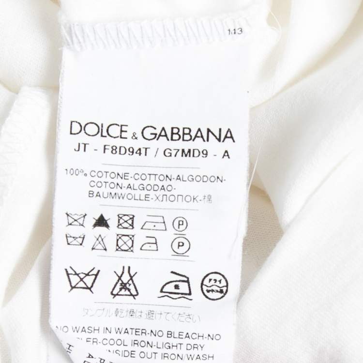 Pre Owned Dolce & Gabbana White Cotton Lace Trimmed Short Sleeve Top M
