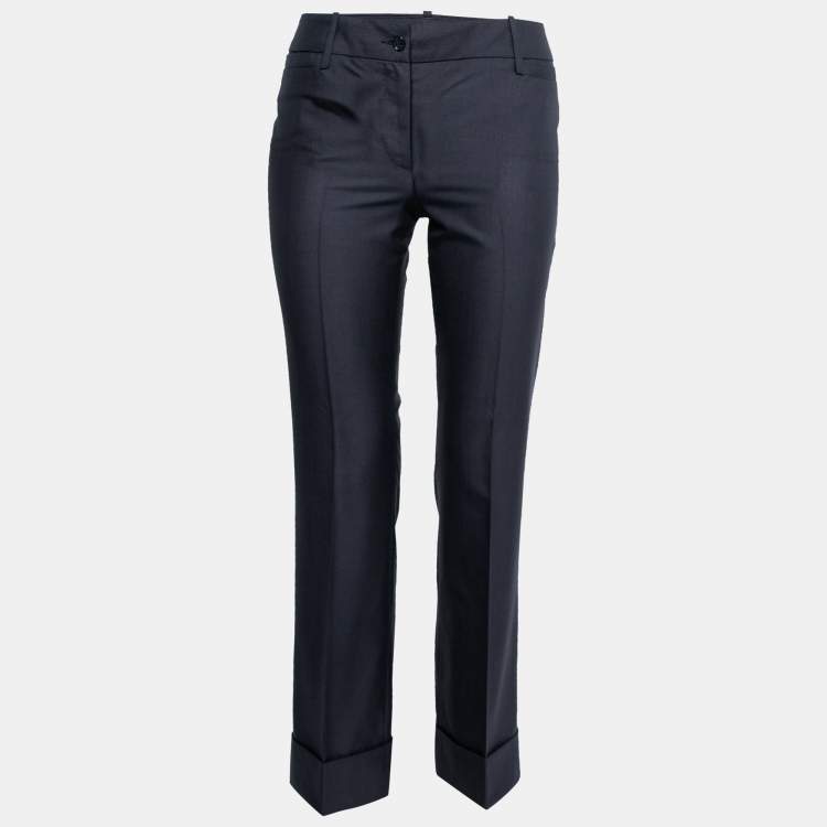 Pre Owned Dolce & Gabbana Navy Blue Silk & Wool Single Breasted Pant Suit S