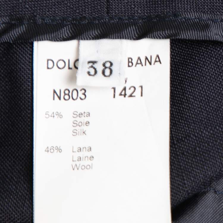 Pre Owned Dolce & Gabbana Navy Blue Silk & Wool Single Breasted Pant Suit S