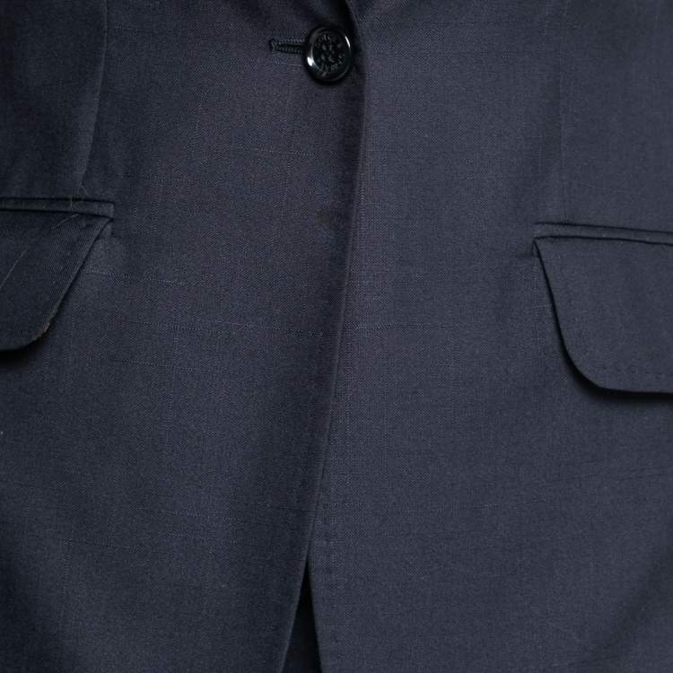 Pre Owned Dolce & Gabbana Navy Blue Silk & Wool Single Breasted Pant Suit S