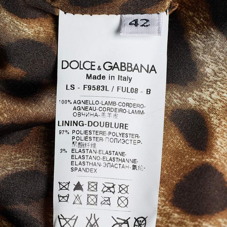 Pre Owned Dolce & Gabbana Metallic Brown Leather Zip Front Jacket M