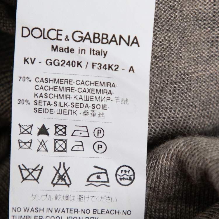Pre Owned Dolce & Gabbana Grey Cashmere V Neck Long Sleeve Sweater L