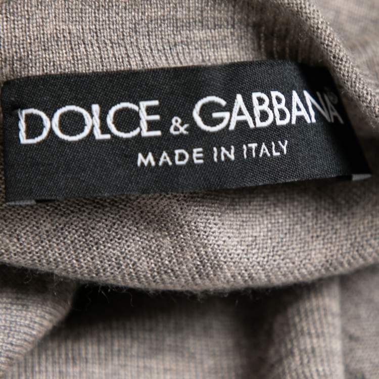 Pre Owned Dolce & Gabbana Grey Cashmere V Neck Long Sleeve Sweater L