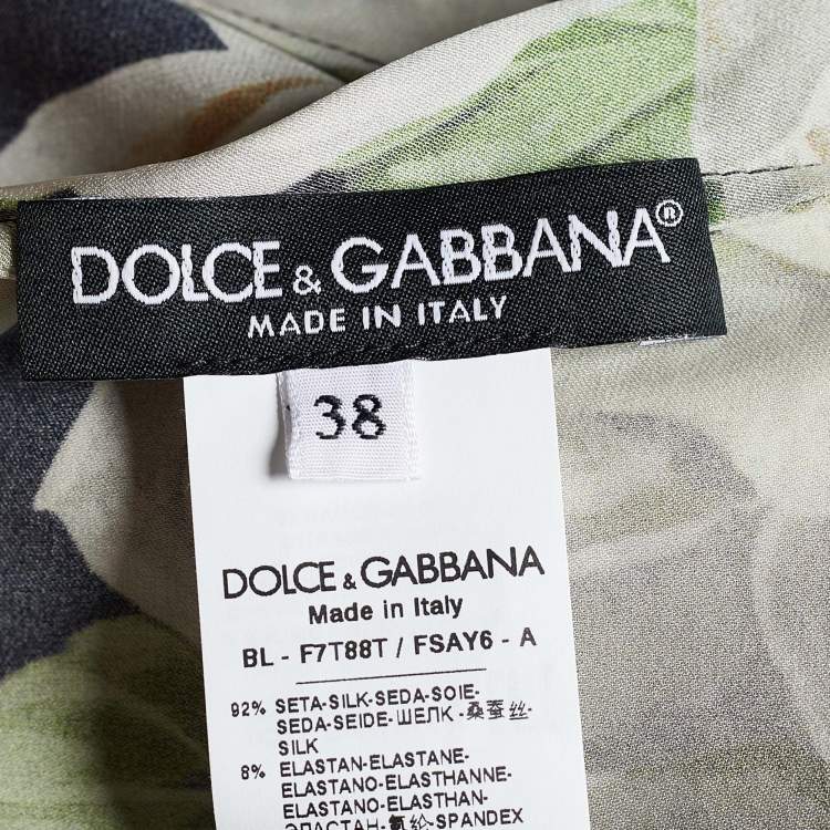Pre Owned Dolce & Gabbana Monochrome Floral Print Silk Blouse S
