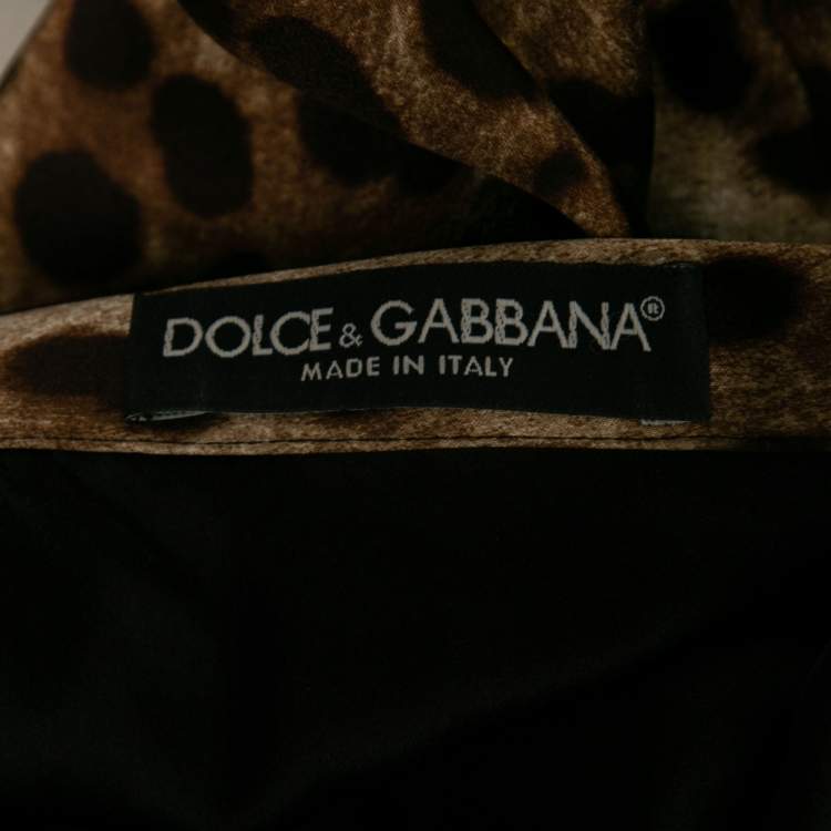 Pre Owned Dolce & Gabbana Beige Leopard Print Silk Pencil Skirt M