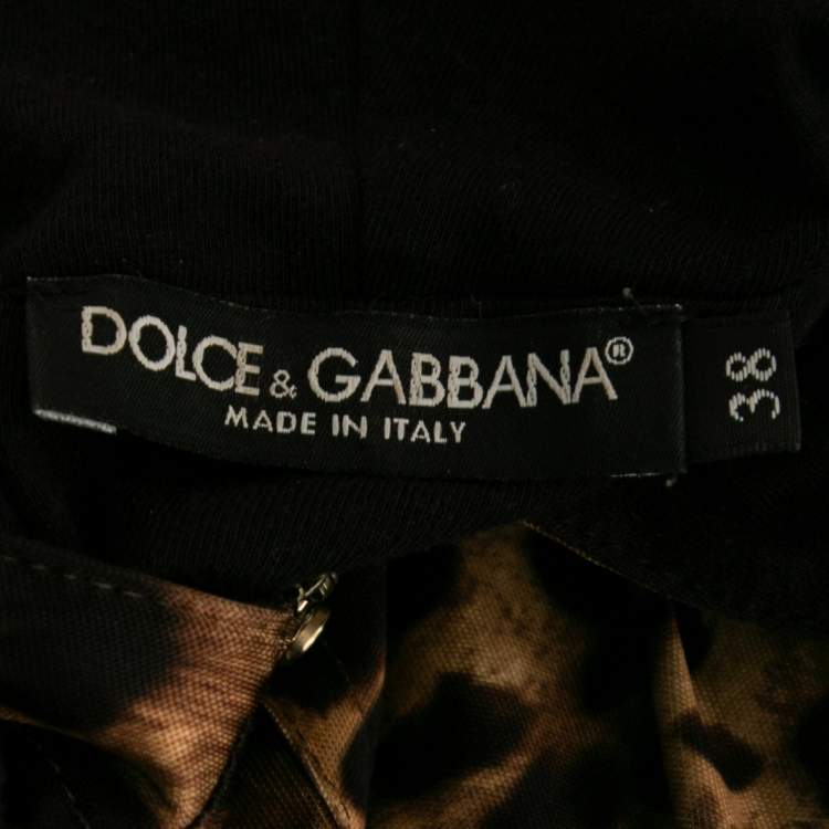 مملوكة مسبقًا Dolce & Gabbana Brown Leopard Print Jersey Hoodie S
