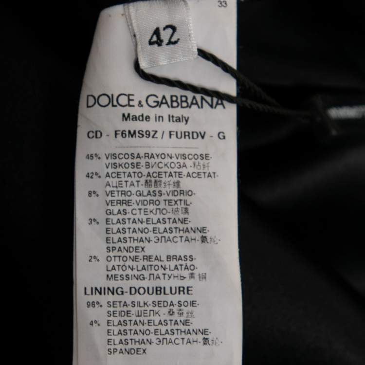 Pre Owned Dolce & Gabbana Black Crepe Jeweled Neckline Dress M