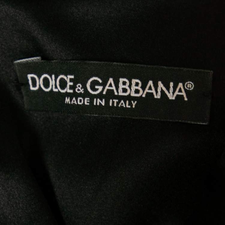 Pre Owned Dolce & Gabbana Black Crepe Jeweled Neckline Dress M