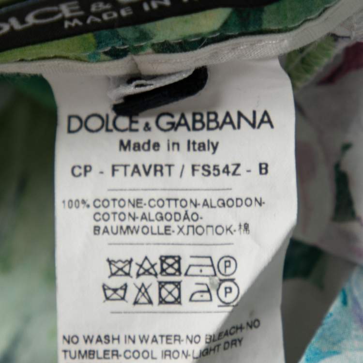 Pre Owned Dolce & Gabbana Hydrangea Printed Cotton High Waist Wide Leg Pants S