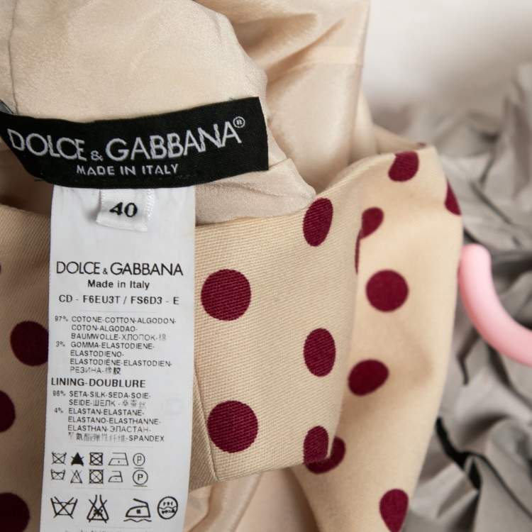 Pre Owned Dolce & Gabbana Cream Polka Dotted Cotton Sleeveless Dress S