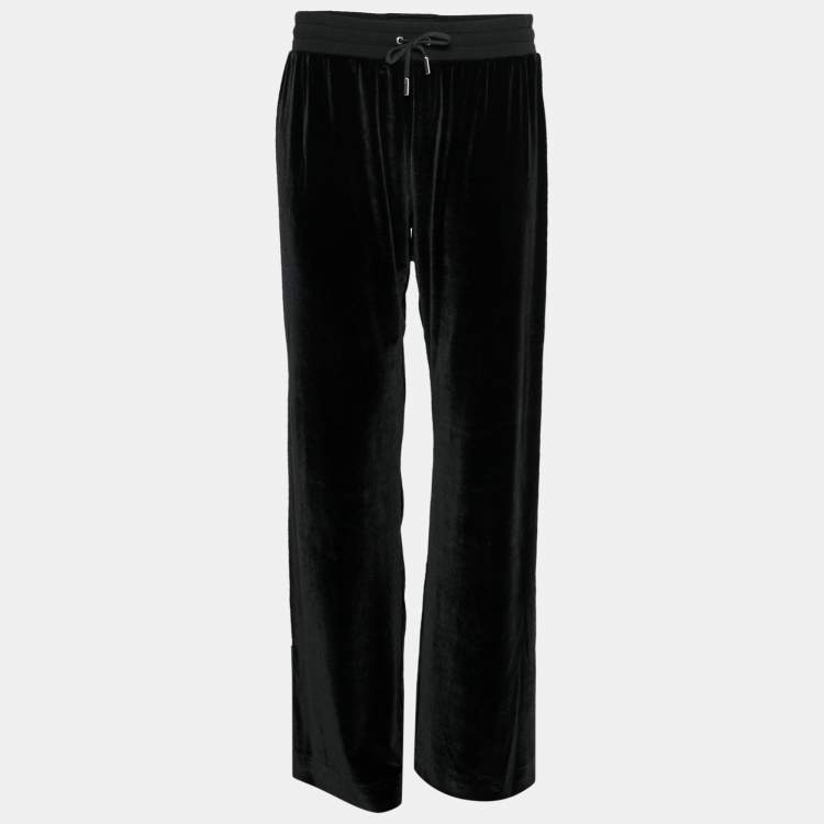Pre Owned Dolce & Gabbana Black Velvet Straight Leg Pants & Hoodie Set M