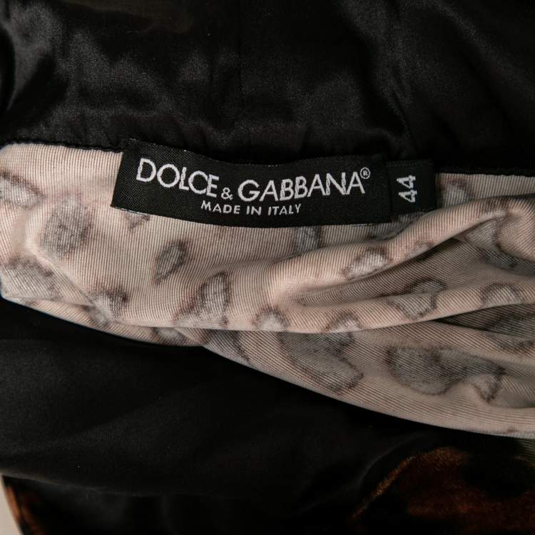 Pre Owned Dolce & Gabbana Brown Leopard Print Velvet Pants & Hoodie Set M