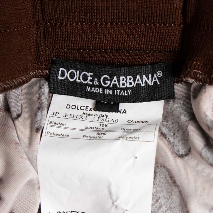 Pre Owned Dolce & Gabbana Brown Animal Print Velvet Shorts M