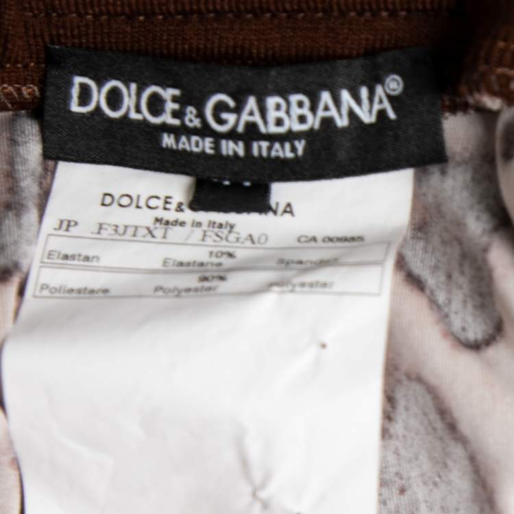 Pre Owned Dolce & Gabbana Brown Animal Print Velvet Shorts M