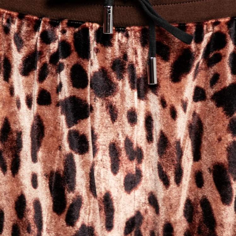 Pre Owned Dolce & Gabbana Brown Animal Print Velvet Shorts M