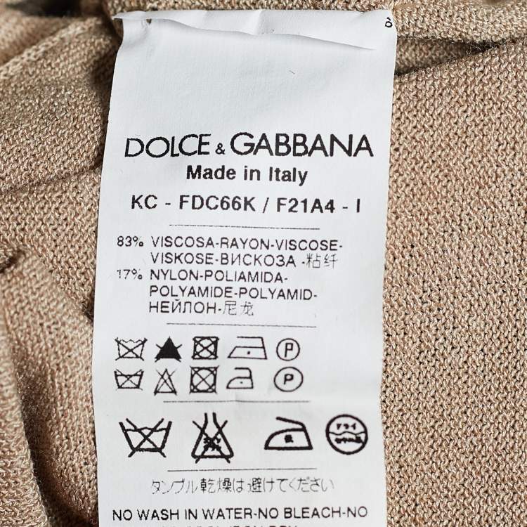 Pre Owned Dolce & Gabbana Beige Rib Knit Cropped Cardigan S
