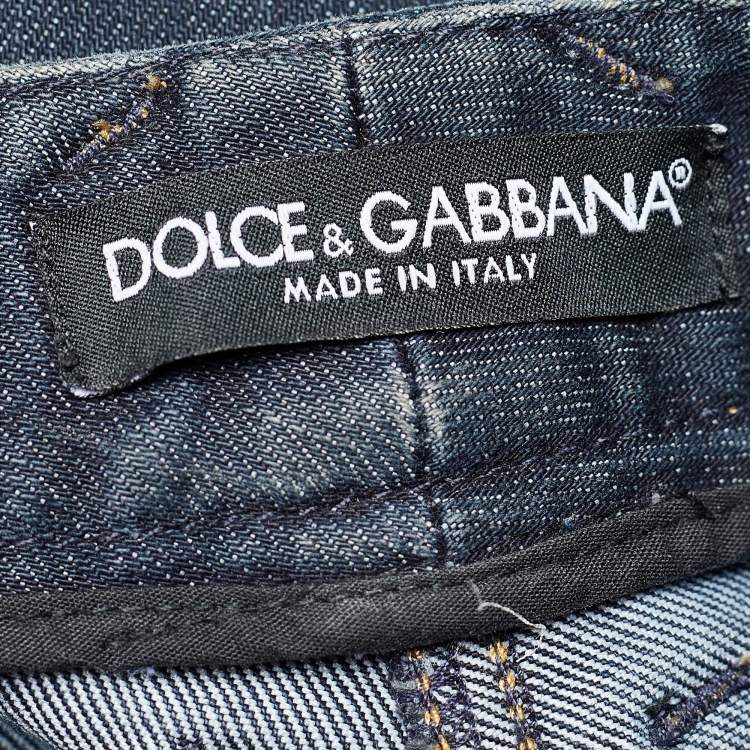 Pre Owned Dolce & Gabbana Indigo Dark Wash Denim Straight Fit Jeans L