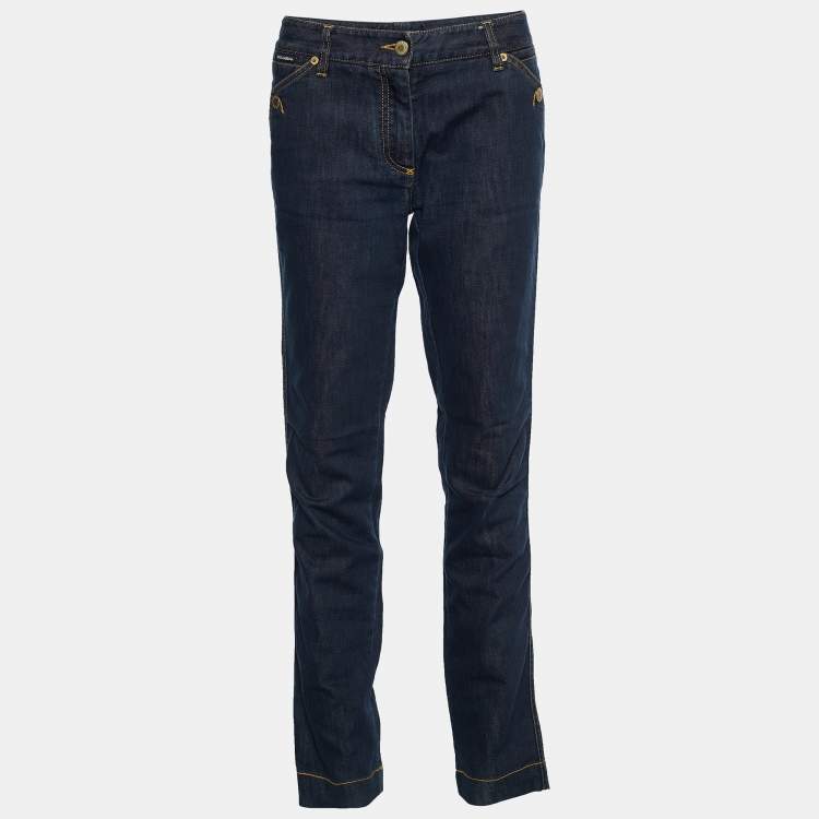 Pre Owned Dolce & Gabbana Indigo Dark Wash Denim Straight Fit Jeans L