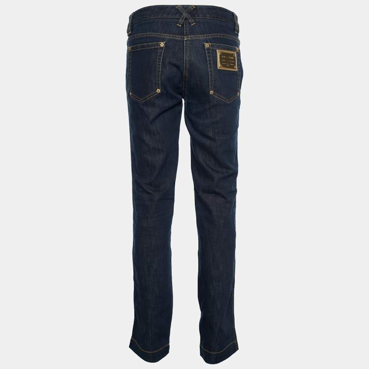 Pre Owned Dolce & Gabbana Indigo Dark Wash Denim Straight Fit Jeans L