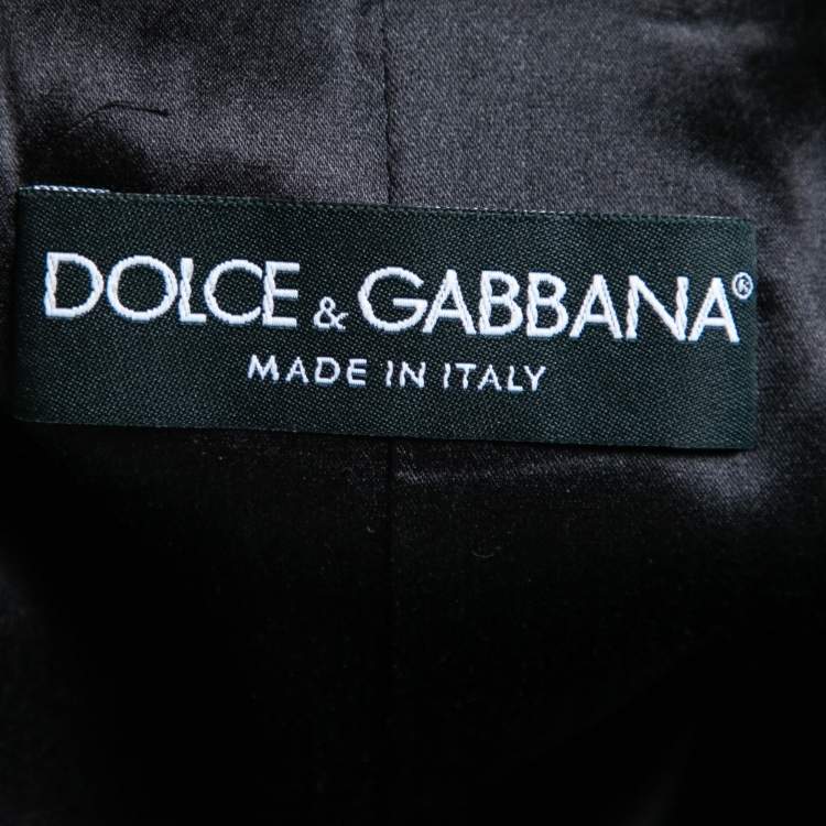 Pre Owned Dolce & Gabbana Navy Blue Patterned Velvet Waistcoat & Blazer Set S/M