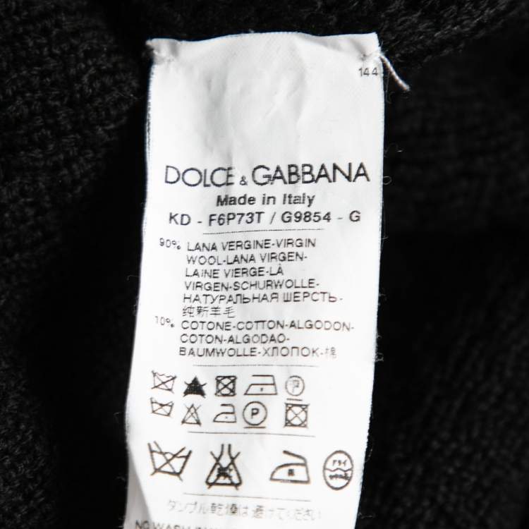 Pre Owned Dolce & Gabbana Black Wool Knit & Lace Sleeveless Dress S