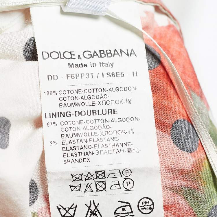 Pre Owned Dolce & Gabbana White Carnation Print Poplin Paneled Mini Dress L