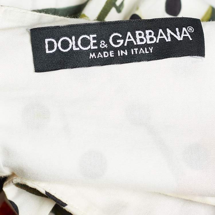 Pre Owned Dolce & Gabbana White Carnation Print Poplin Paneled Mini Dress L