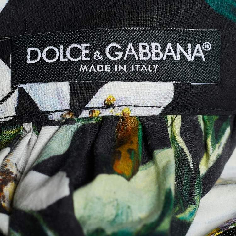 Pre Owned Dolce & Gabbana Black Floral Print Poplin Maxi Skirt M