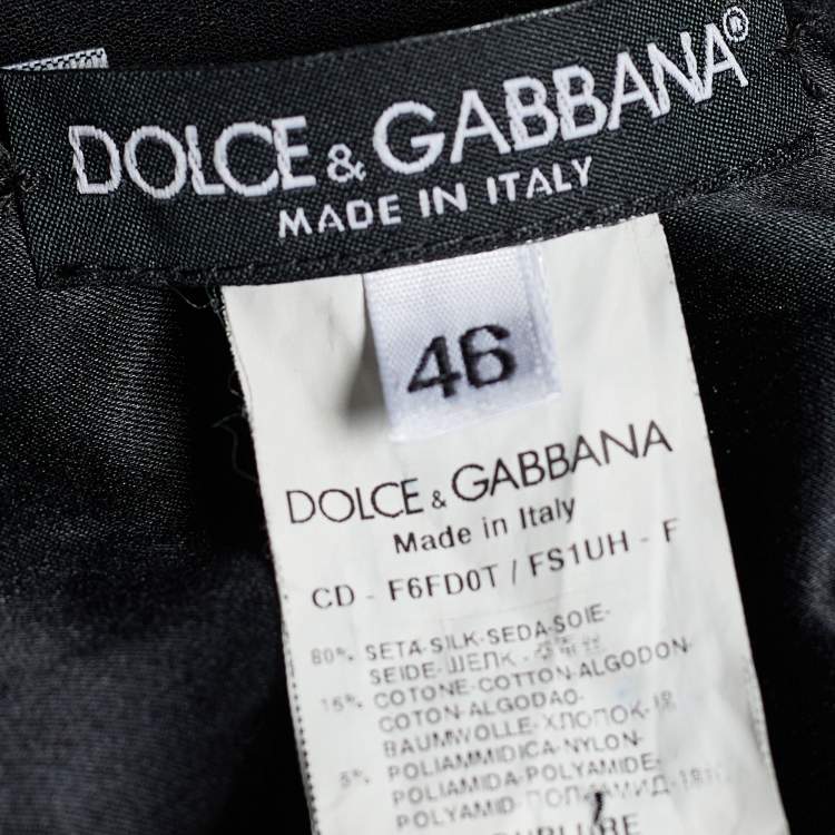 Pre Owned Dolce & Gabbana Black Floral Print Silk Lace Detail Sleeveless Dress L