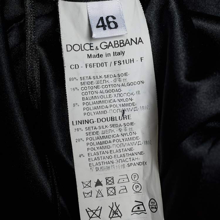 Pre Owned Dolce & Gabbana Black Floral Print Silk Lace Detail Sleeveless Dress L