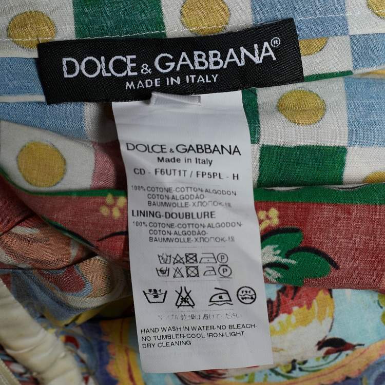 Pre Owned Dolce & Gabbana Multicolor Sicilian Print Cotton Mini Dress M