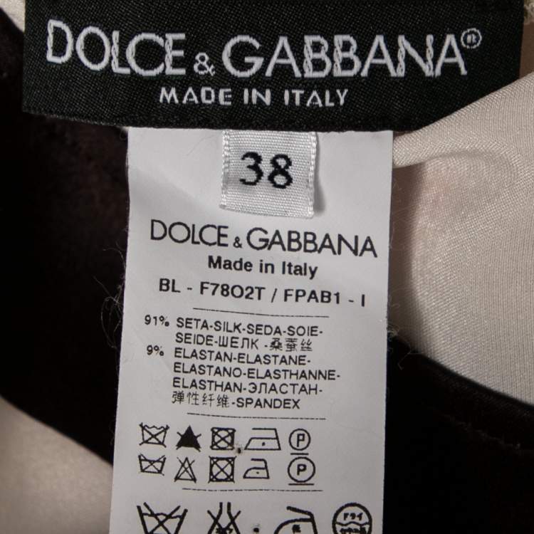 Pre Owned Dolce & Gabbana White Floral Printed Stretch Silk Short Sleeve Top S