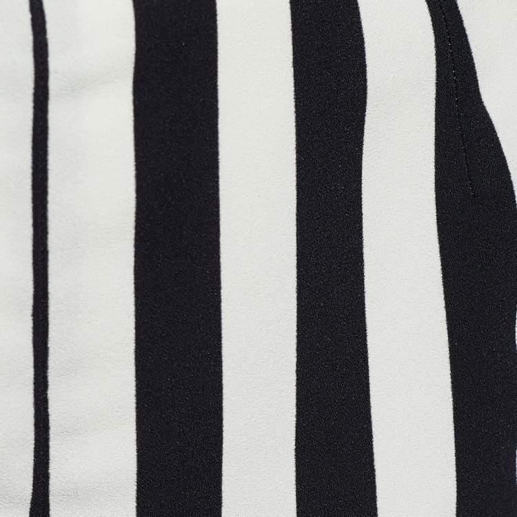 Pre Owned Dolce & Gabbana Monochrome Striped Crepe Tapered Trousers L
