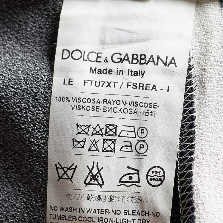 Pre Owned Dolce & Gabbana Monochrome Striped Crepe Tapered Trousers L