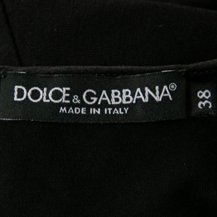 Pre Owned Dolce & Gabbana Black Cotton Asymmetrical Slit Top S
