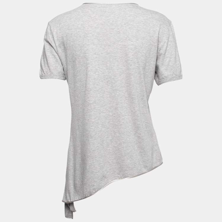 Pre Owned Dolce & Gabbana Grey Cotton Asymmetrical Slit Top S