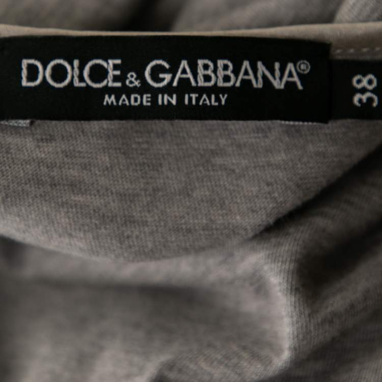 Pre Owned Dolce & Gabbana Grey Cotton Asymmetrical Slit Top S