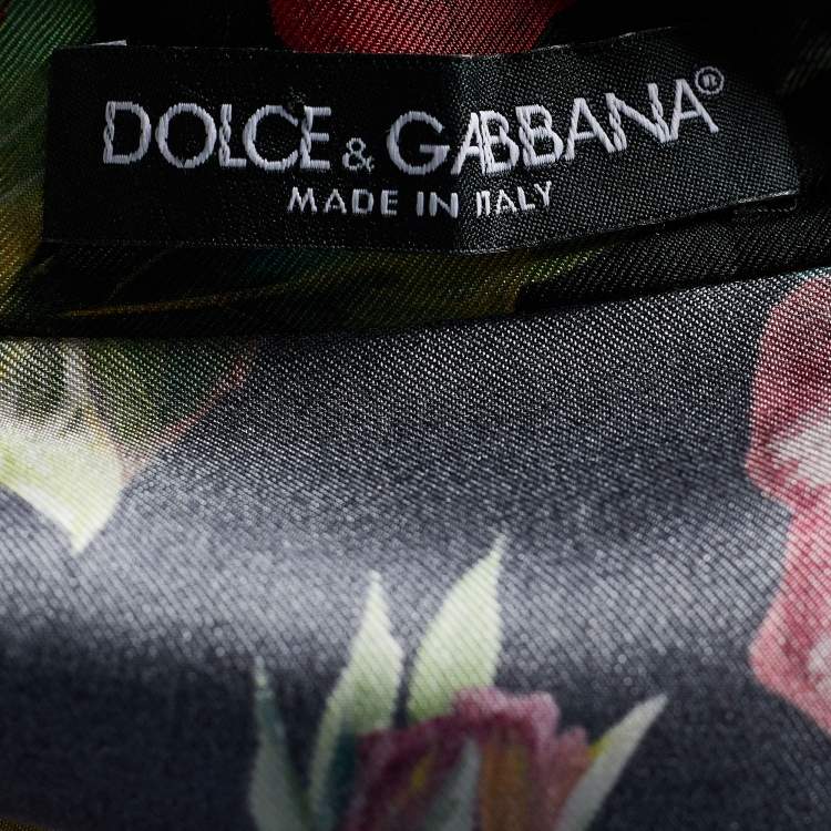 Pre Owned Dolce & Gabbana Black Floral Print Silk Lounge Shirt & Trousers Set M