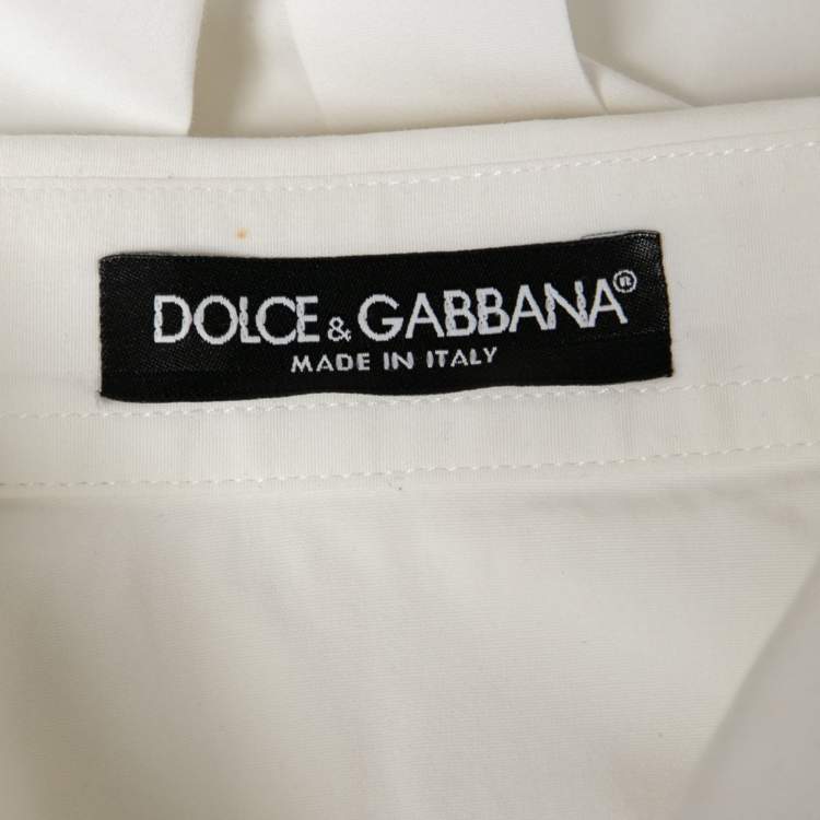 Pre Owned Dolce & Gabbana White Cotton Button Front Shirt L