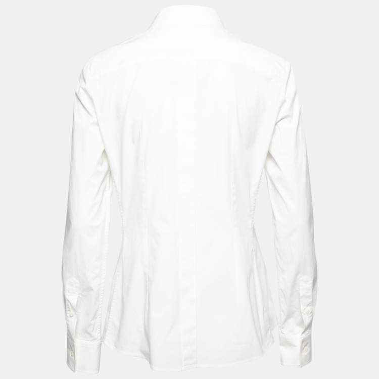 Pre Owned Dolce & Gabbana White Cotton Button Front Shirt L