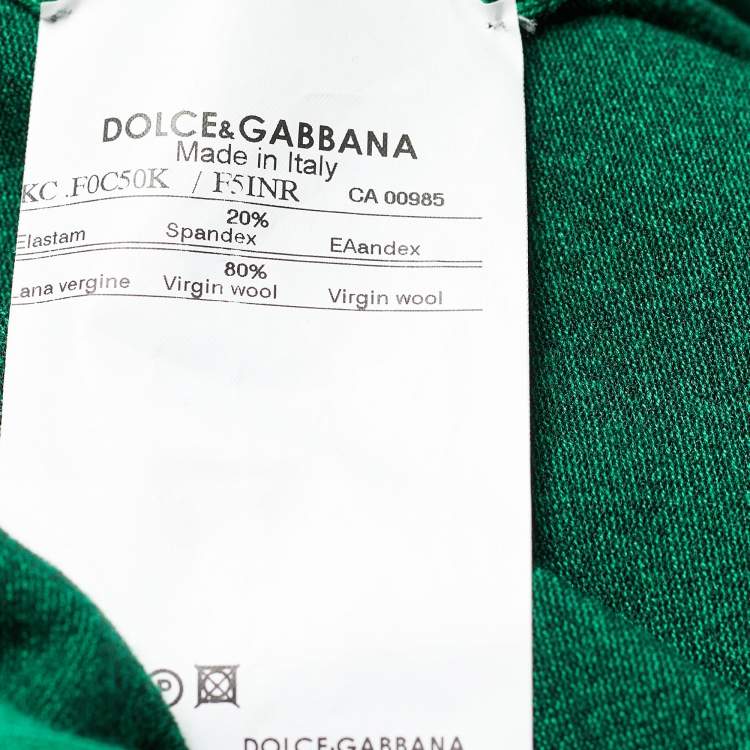 Pre Owned Dolce & Gabbana Green Wool Button Front Cardigan M