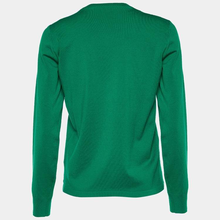 Pre Owned Dolce & Gabbana Green Wool Button Front Cardigan M