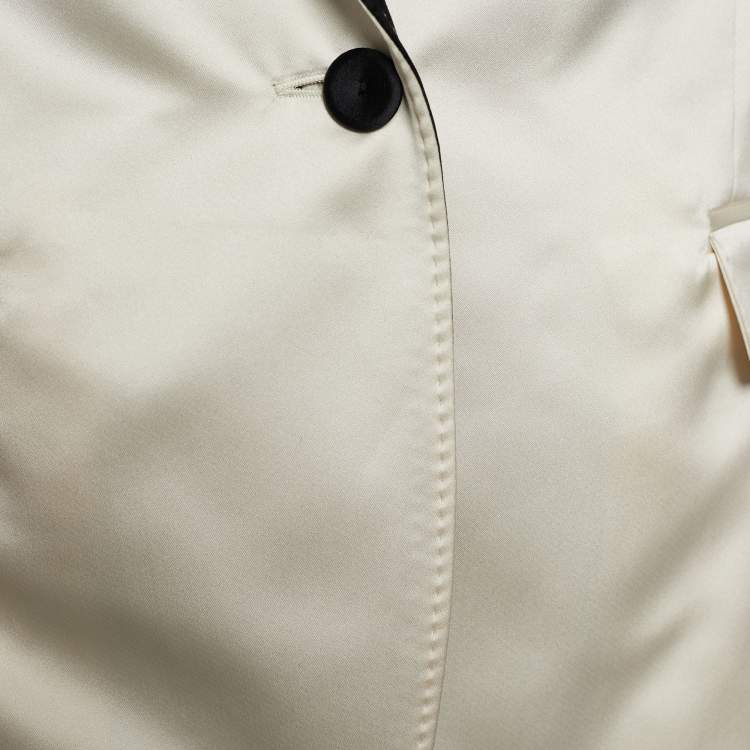Pre Owned D&G Off White Satin Contrast Lapel Single Breasted Blazer M
