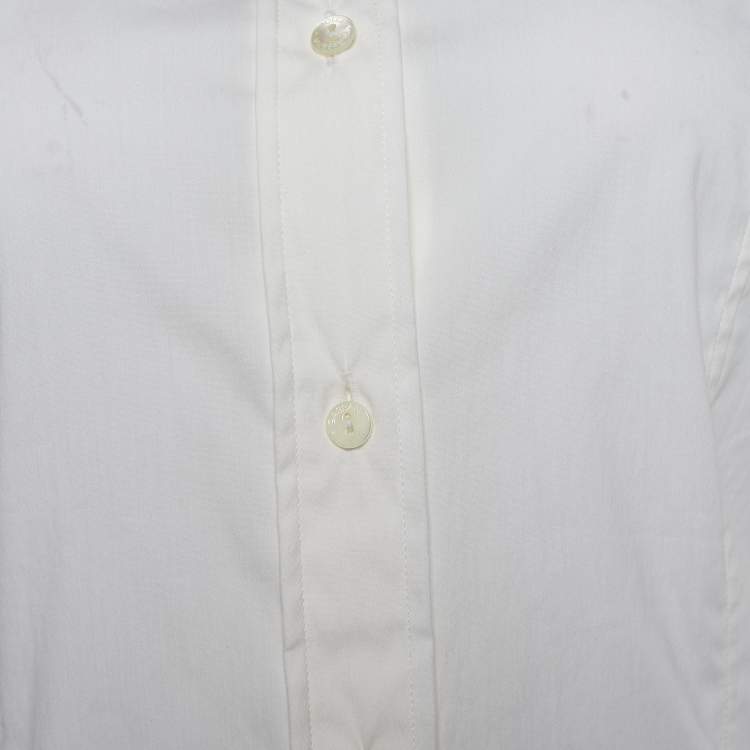 Pre Owned Dolce & Gabbana White Cotton Crystal Embellished Cuff Detail Shirt S