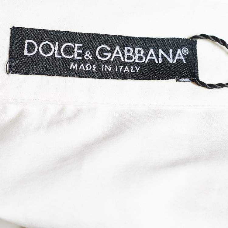 Pre Owned Dolce & Gabbana White Cotton Crystal Embellished Cuff Detail Shirt S