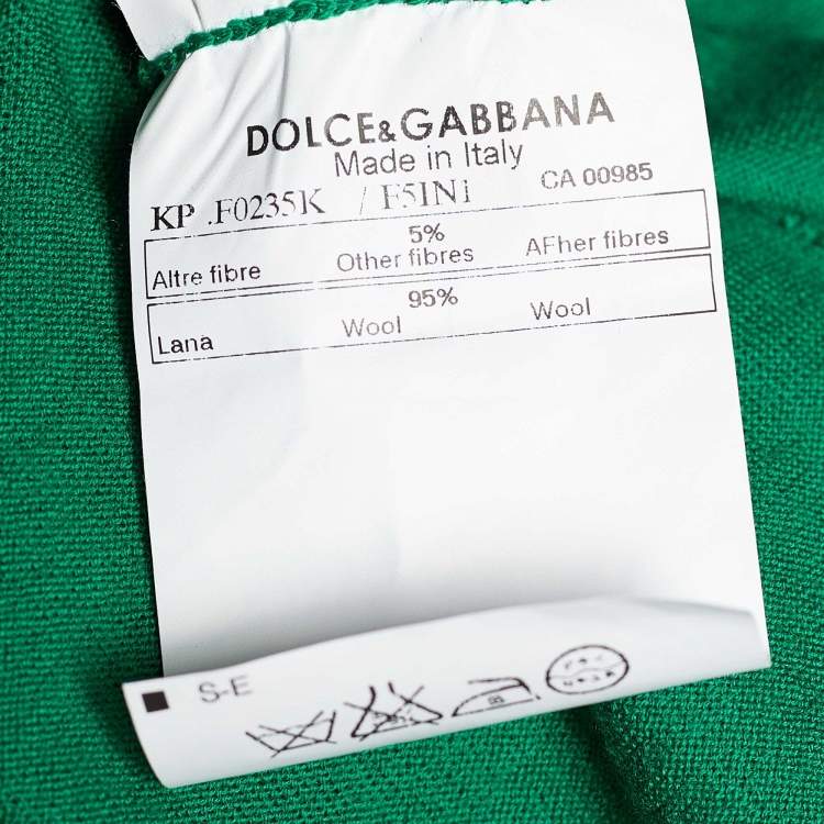 Pre Owned Dolce & Gabbana Green Knit & Lace Trimmed Sleeveless Wrap Cardigan M