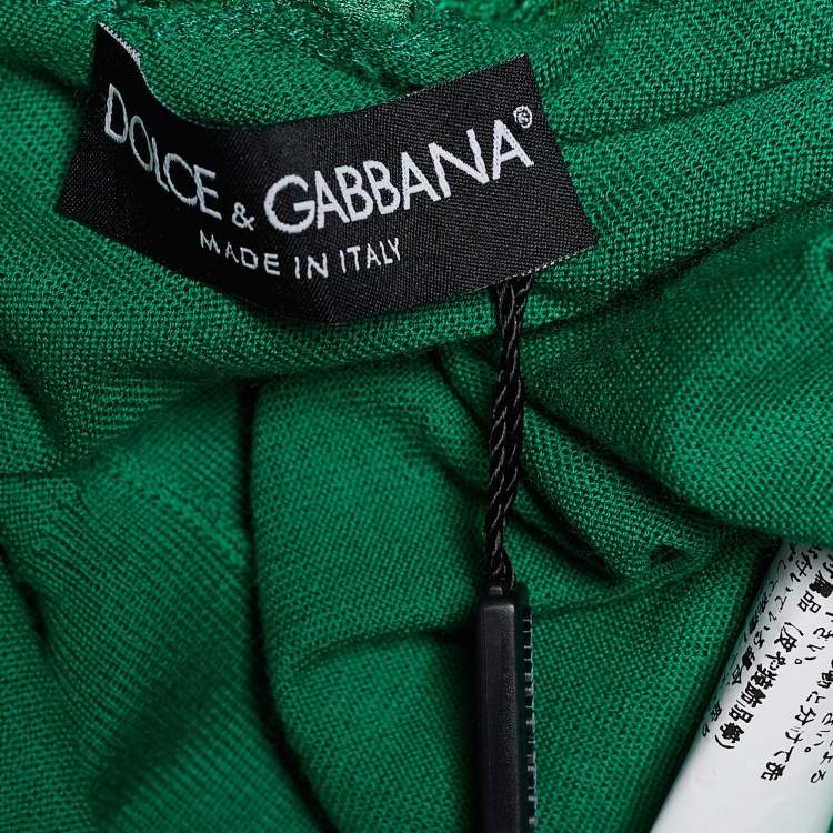 Pre Owned Dolce & Gabbana Green Knit & Lace Trimmed Sleeveless Wrap Cardigan M