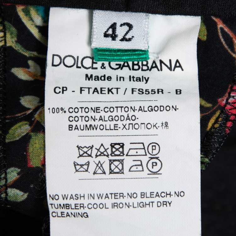 Pre Owned Dolce & Gabbana Multicolor Rose Printed Cotton Pants M